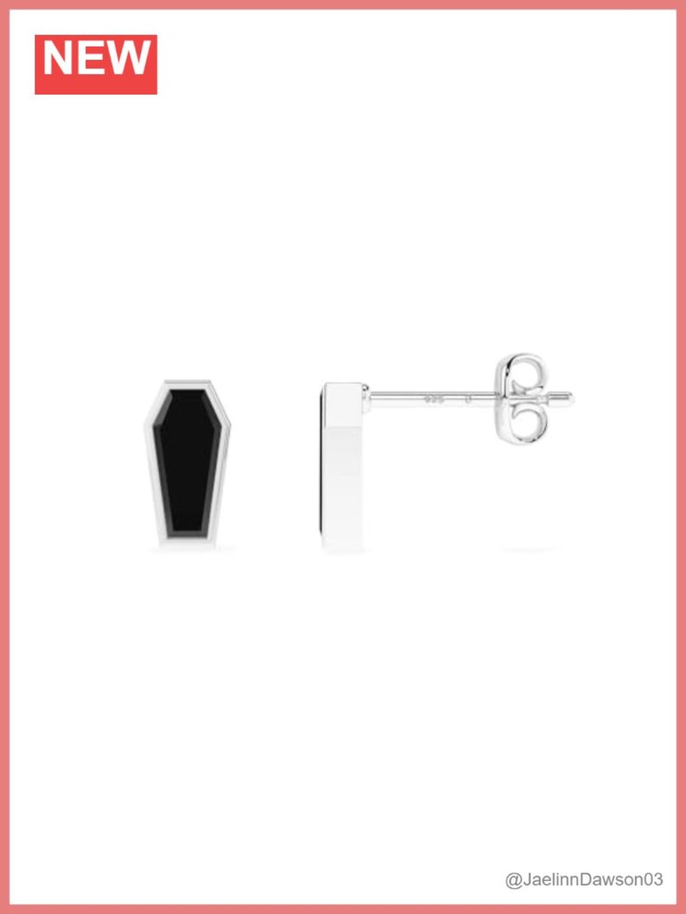 Coffin Shape Black Tourmaline Stud Earrings Sterling Silver Bezel Set